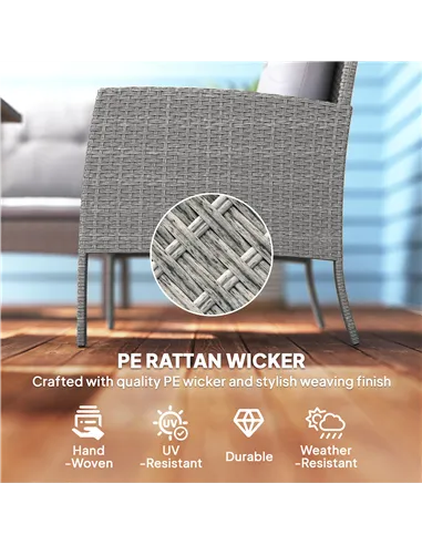 Outsunny 5 Seater Rattan Garden Furniture Set, 2 Armchairs, 3-Seater Wicker Sofa, 2 Footstools and Glass Table, 6 Piece Patio Ra