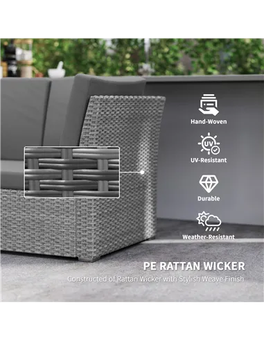 Outsunny Seven-Piece Rattan Garden Sofa Set, with Expanding Table - Light Grey