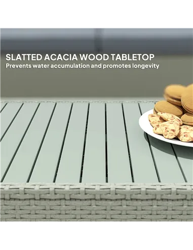 Outsunny Four-Piece Rattan Sofa Set, with Wood-Top Table