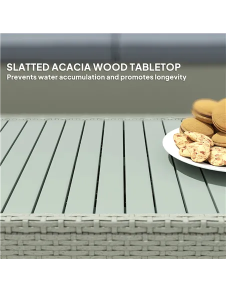 Outsunny Four-Piece Rattan Sofa Set, with Wood-Top Table