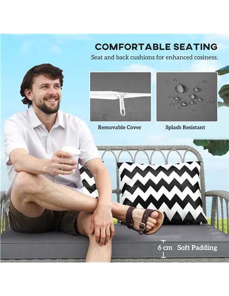 Outsunny Four-Piece Rattan Cut-Out Sofa Set - Grey