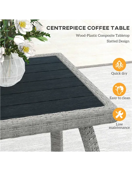 Outsunny Four-Piece Rattan Cut-Out Sofa Set - Grey
