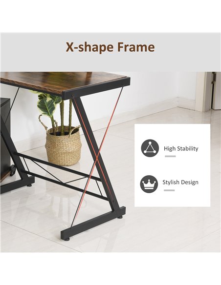 HOMCOM L Shaped Corner Desk, Gaming Desk, Computer Table with Monitor Stand and CPU Stand, Study Workstation for Home Office, 15