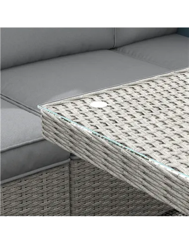 Outsunny Seven-Piece Firepit Table Rattan Sofa Set - Grey