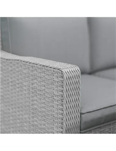 Outsunny Seven-Piece Firepit Table Rattan Sofa Set - Grey