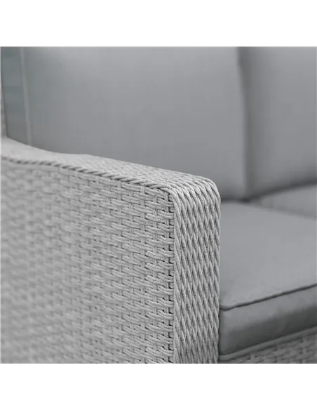 Outsunny Seven-Piece Firepit Table Rattan Sofa Set - Grey