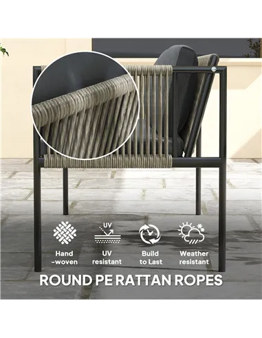Outsunny Four-Piece Round Rattan Rope Sofa Set - Grey