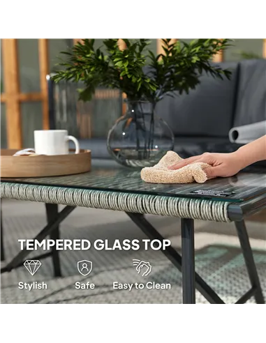 Outsunny Four-Piece Round Rattan Rope Sofa Set - Grey