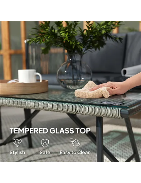 Outsunny Four-Piece Round Rattan Rope Sofa Set - Grey