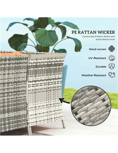 Outsunny 7-Seater Patio wicker Sofa Set Rattan Chair Furniture w/ Glass & Cushioned, Orange