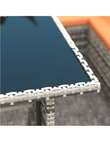 Outsunny 7-Seater Patio wicker Sofa Set Rattan Chair Furniture w/ Glass & Cushioned, Orange