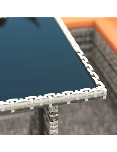 Outsunny 7-Seater Patio wicker Sofa Set Rattan Chair Furniture w/ Glass & Cushioned, Orange