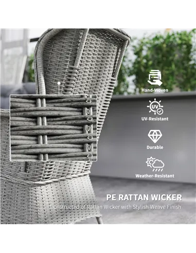 Outsunny Garden PE Rattan Dining Sofa Set, Outdoor 4 Seater Wicker Furniture, High Back Chairs with Cushions, Tempered Glass Cof