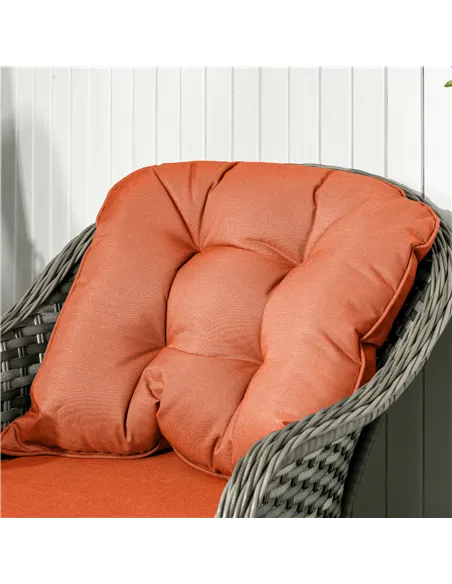 Outsunny Four-Piece Rattan Sofa Set, with Glass-Top Table - Orange