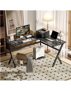 HOMCOM L Shaped Gaming Desk, 155 x 130cm Corner Computer Desk with CPU Stand for Home Office, Study Workstation, Black 2