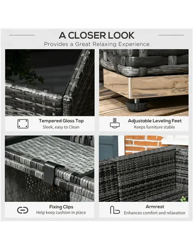 Outsunny Eight-Piece Rattan Sofa Set - Orange/Grey