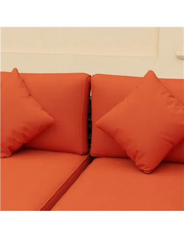 Outsunny Eight-Piece Rattan Sofa Set - Orange/Grey