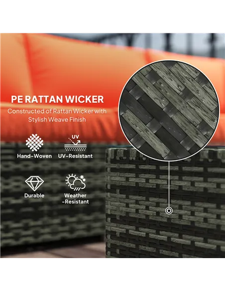 Outsunny Four-Piece Rattan Sofa Set - Orange/Grey