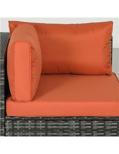 Outsunny Four-Piece Rattan Sofa Set - Orange/Grey