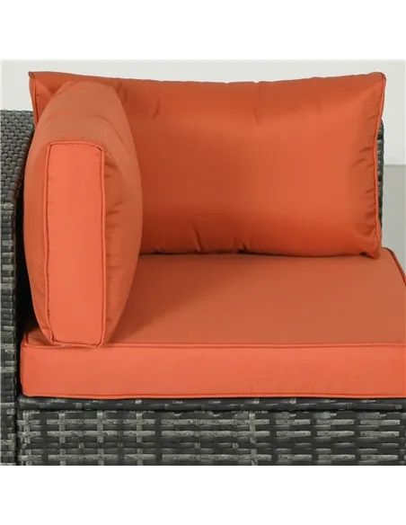 Outsunny Four-Piece Rattan Sofa Set - Orange/Grey