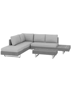 Outsunny 5-Seater Rattan Wicker Sofa Set Furniture Patio Tea Table Set with Cushions, Light Grey