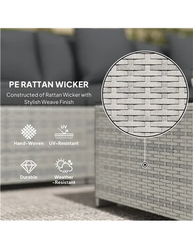 Outsunny 6 Pieces Rattan Corner Sofa Set - Mixed Grey