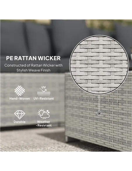 Outsunny 6 Pieces Rattan Corner Sofa Set - Mixed Grey