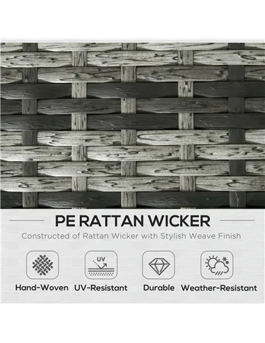 Outsunny 6 Pieces Rattan Garden Furniture Set, 7 Seater Wicker Outdoor Furniture Set with Storage Tea Table & Side Table, Sectio