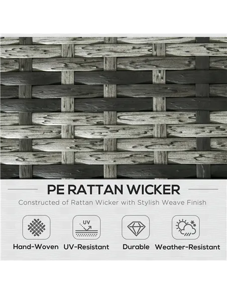 Outsunny 6 Pieces Rattan Garden Furniture Set, 7 Seater Wicker Outdoor Furniture Set with Storage Tea Table & Side Table, Sectio