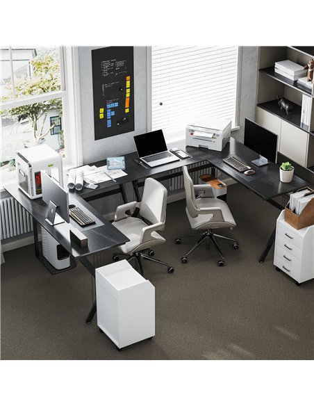HOMCOM L Shaped Gaming Desk, 155 x 130cm Corner Computer Desk with CPU Stand for Home Office, Study Workstation, Black
