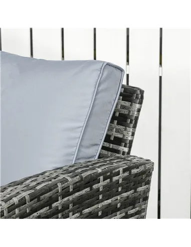 Outsunny 6 Pieces Rattan Garden Furniture Set, 7 Seater Wicker Outdoor Furniture Set with Storage Tea Table & Side Table, Sectio