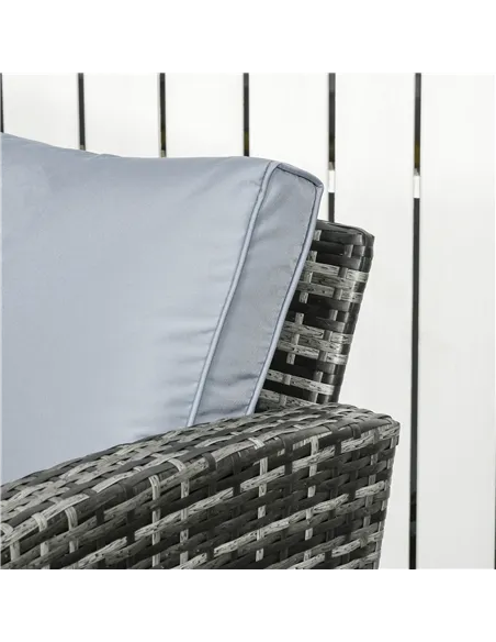 Outsunny 6 Pieces Rattan Garden Furniture Set, 7 Seater Wicker Outdoor Furniture Set with Storage Tea Table & Side Table, Sectio