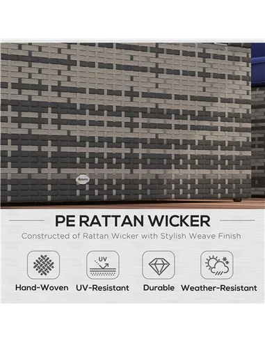 Outsunny 6 Pieces Rattan Garden Furniture Set, 7 Seater Wicker Outdoor Furniture Set with Storage Tea Table & Side Table, Sectio