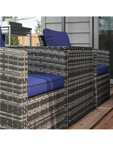 Outsunny 6 Pieces Rattan Garden Furniture Set, 7 Seater Wicker Outdoor Furniture Set with Storage Tea Table & Side Table, Sectio