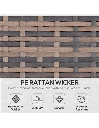 Outsunny 6 Pieces Rattan Garden Furniture Set, 7 Seater Wicker Outdoor Furniture Set with Storage Tea Table & Side Table, Sectio