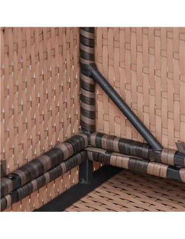 Outsunny 6 Pieces Rattan Garden Furniture Set, 7 Seater Wicker Outdoor Furniture Set with Storage Tea Table & Side Table, Sectio