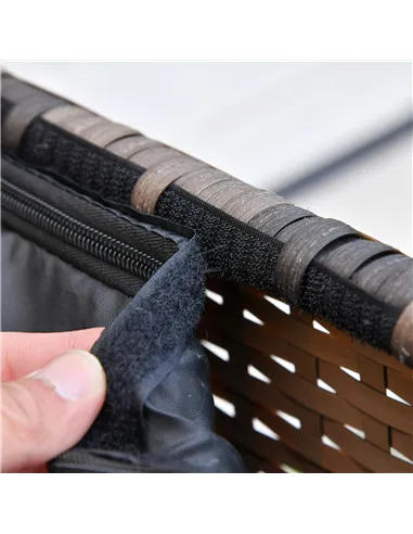 Outsunny 6 Pieces Rattan Garden Furniture Set, 7 Seater Wicker Outdoor Furniture Set with Storage Tea Table & Side Table, Sectio