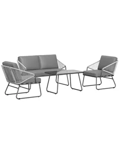 Outsunny Four-Piece Rattan Strong Panel Outdoor Sofa Set - Grey
