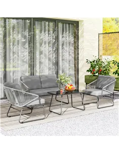 Outsunny Four-Piece Rattan Strong Panel Outdoor Sofa Set - Grey 2