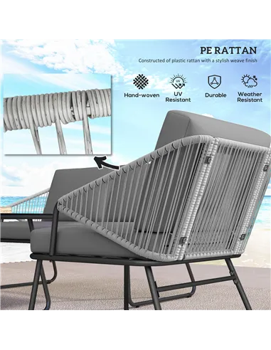 Outsunny Four-Piece Rattan Strong Panel Outdoor Sofa Set - Grey