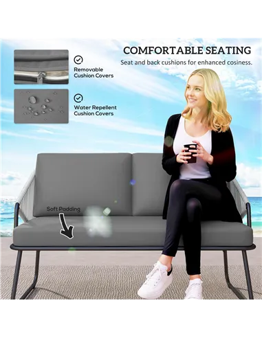 Outsunny Four-Piece Rattan Strong Panel Outdoor Sofa Set - Grey