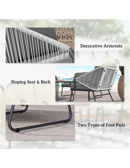 Outsunny Four-Piece Rattan Strong Panel Outdoor Sofa Set - Grey