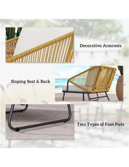 Outsunny Four-Piece Rattan Strong Panel Outdoor Sofa Set - Natural