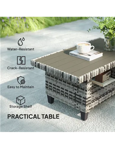 Outsunny Six-Piece Modular Rattan Sofa Set - Navy Blue