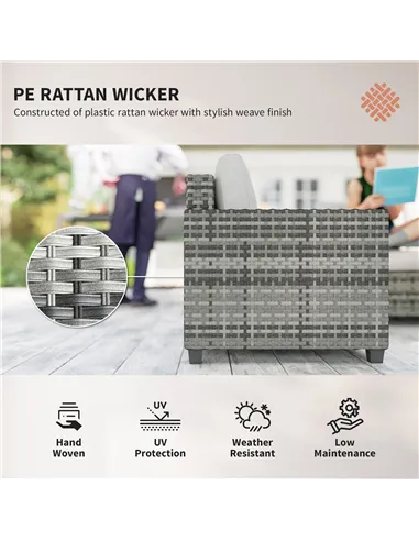 Outsunny Six-Piece Modular Rattan Sofa Set - Light Grey