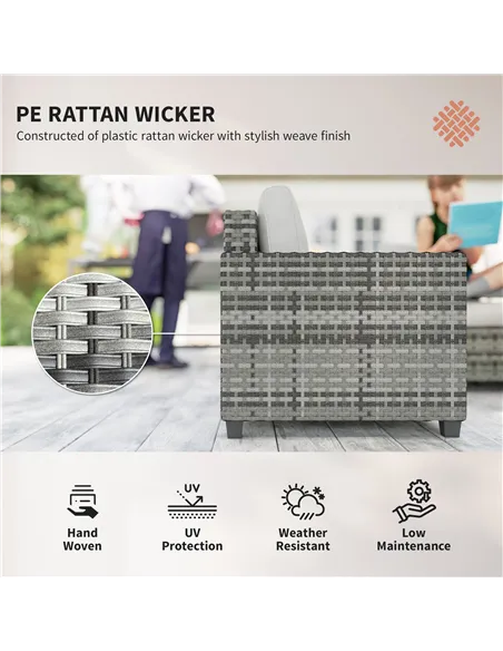 Outsunny Six-Piece Modular Rattan Sofa Set - Light Grey