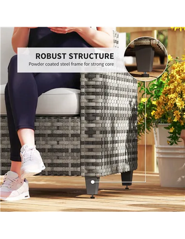 Outsunny Six-Piece Modular Rattan Sofa Set - Light Grey