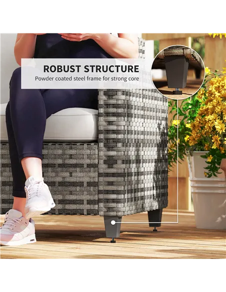 Outsunny Six-Piece Modular Rattan Sofa Set - Light Grey