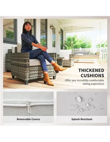 Outsunny Six-Piece Modular Rattan Sofa Set - Light Grey