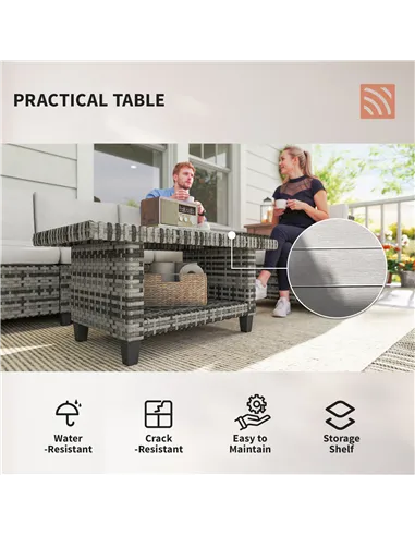 Outsunny Six-Piece Modular Rattan Sofa Set - Light Grey